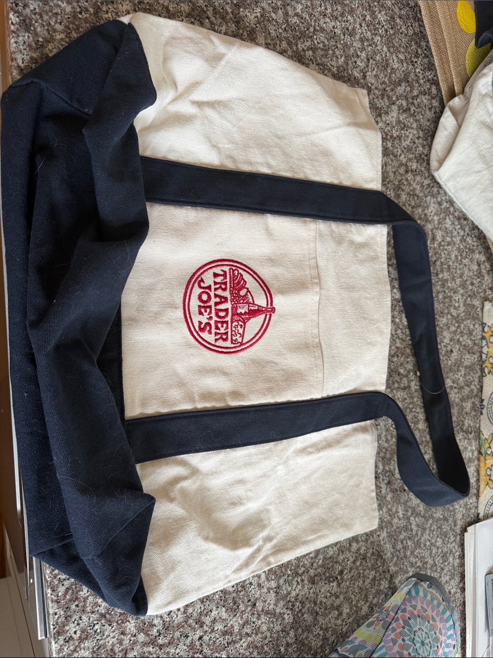 Trader Joe's Canvas  Tote - Cream & Navy